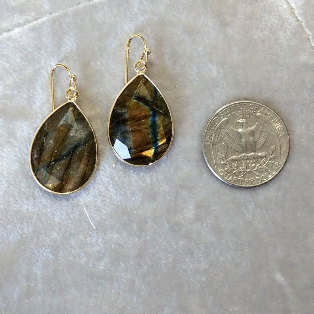 💎NEW💎 NATURAL LABRADORITE EARRINGS - Picture 3 of 3